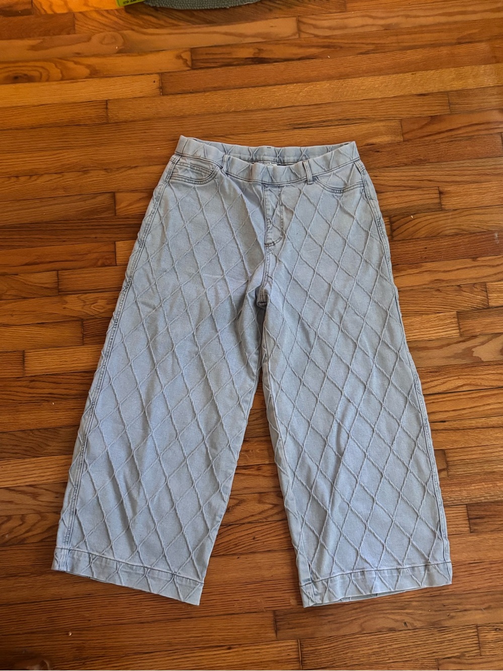 Light Blue Quilted Wide-Leg Women’s Pants